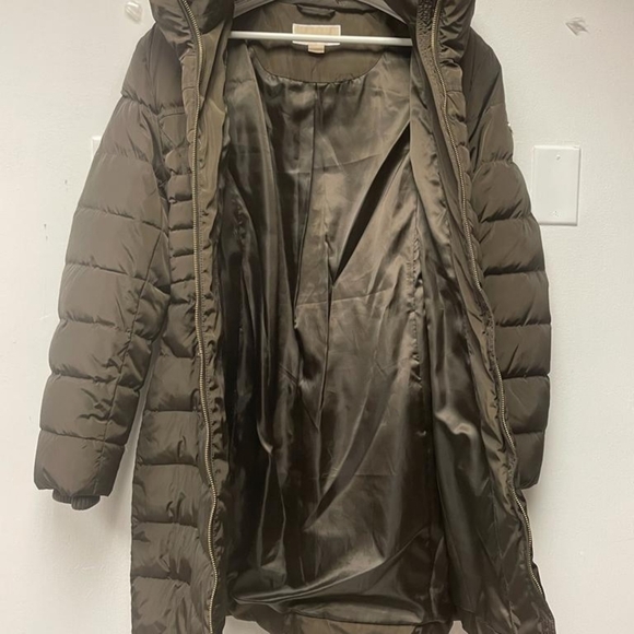 Michael Kors Coat Jacket Puffer Hood Hood Detachable Chocolate Brown Gold Size L - Picture 9 of 16